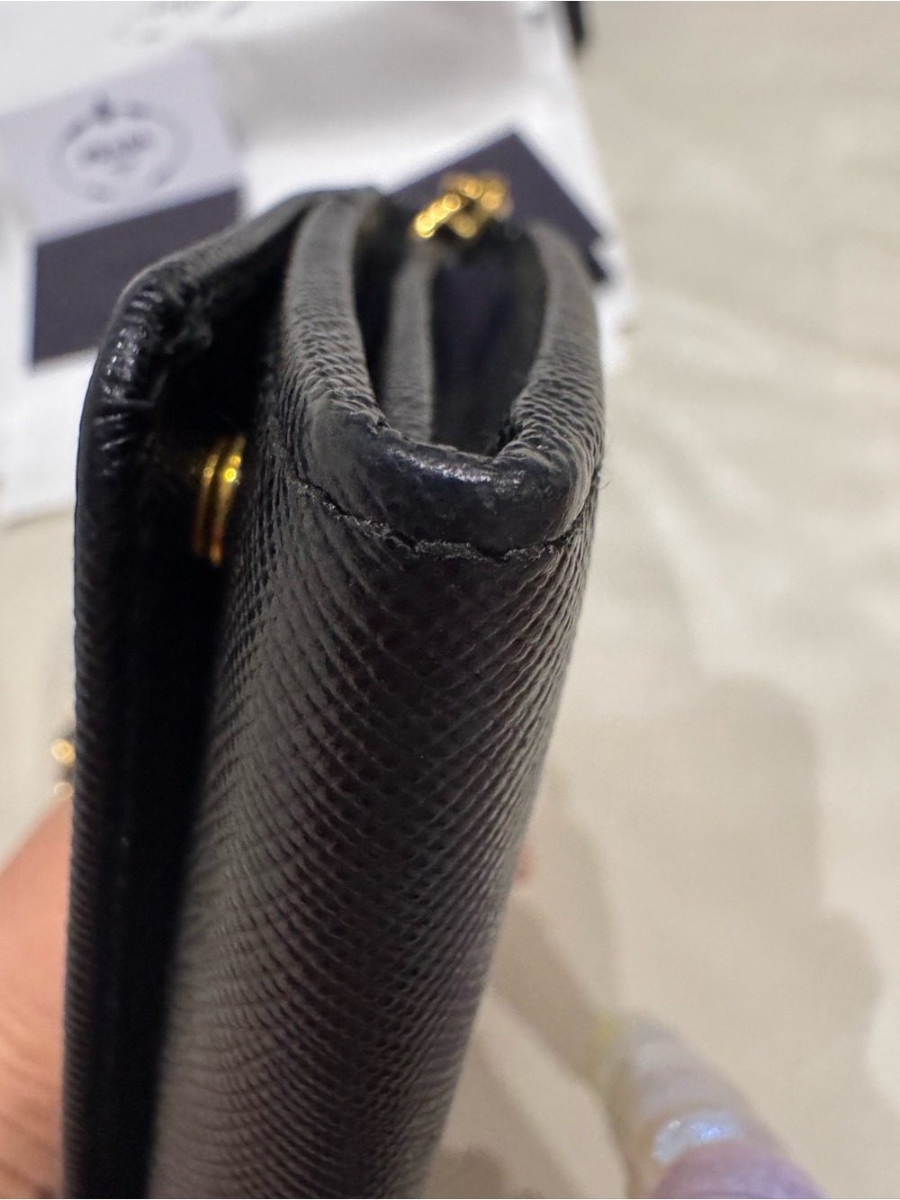 [Authentic] Prada Black Saffiano Leather Wallet on Chain with Gold Hardware - Picture 12 of 15